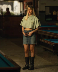 Crop Poncho "La Salsa" Clear Olive Green