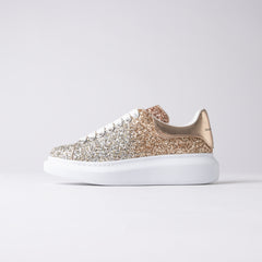 Alexander McQueen Oversized Sneaker – Gold & Silver Glitter