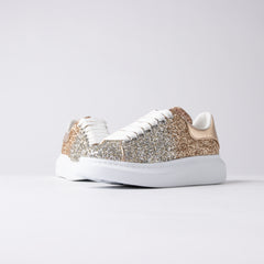 Alexander McQueen Oversized Sneaker – Gold & Silver Glitter