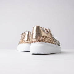 Alexander McQueen Oversized Sneaker – Gold & Silver Glitter