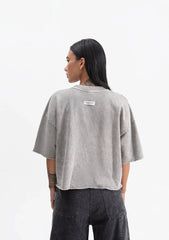 Knockout grey crop top