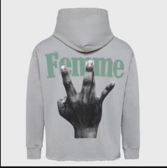 Homme Femme Twisted Fingers Hoodie gray