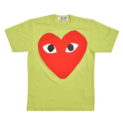 CDG Tee Lime Green Red Heart