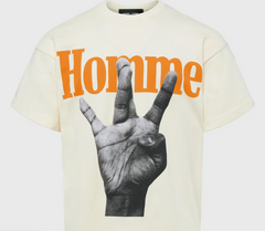 HOMME FEMMETWISTED FINGERS TEE CREAM WITH ORANGE