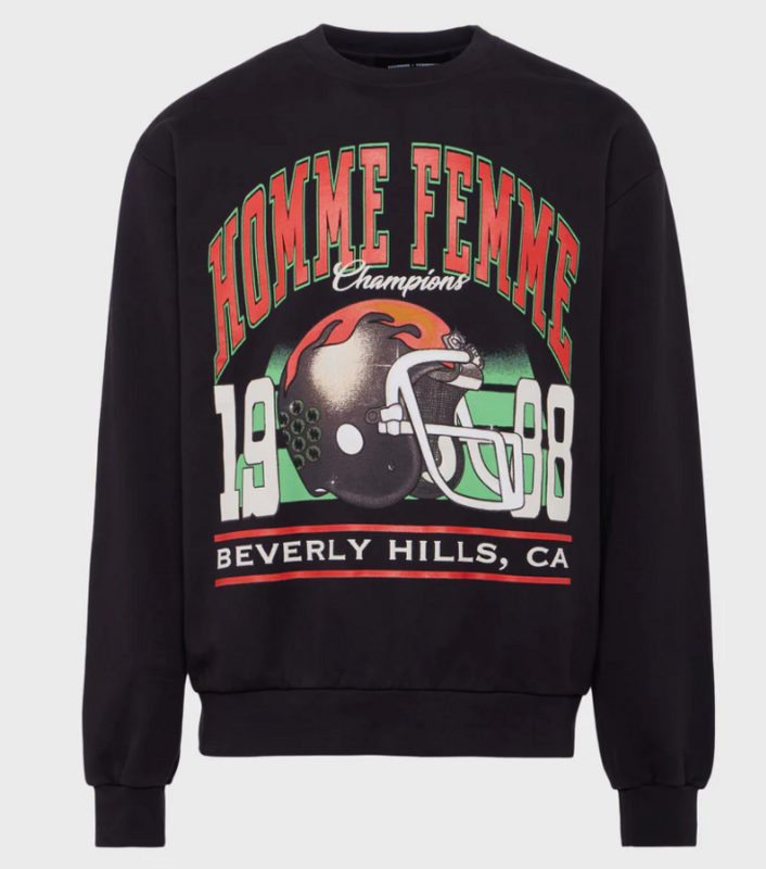 HOMME + FEMME Champions Black Crewneck