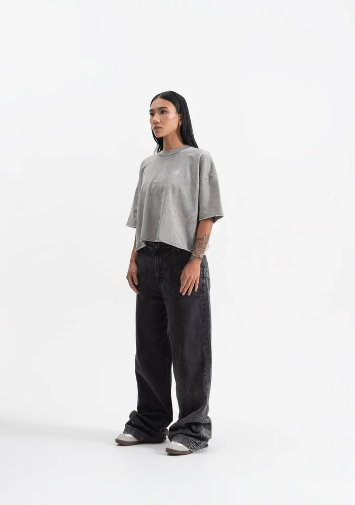 Knockout grey crop top