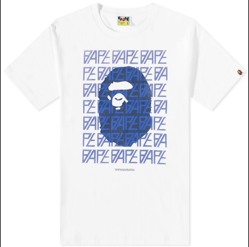 Bape Blue Monogram White Tee